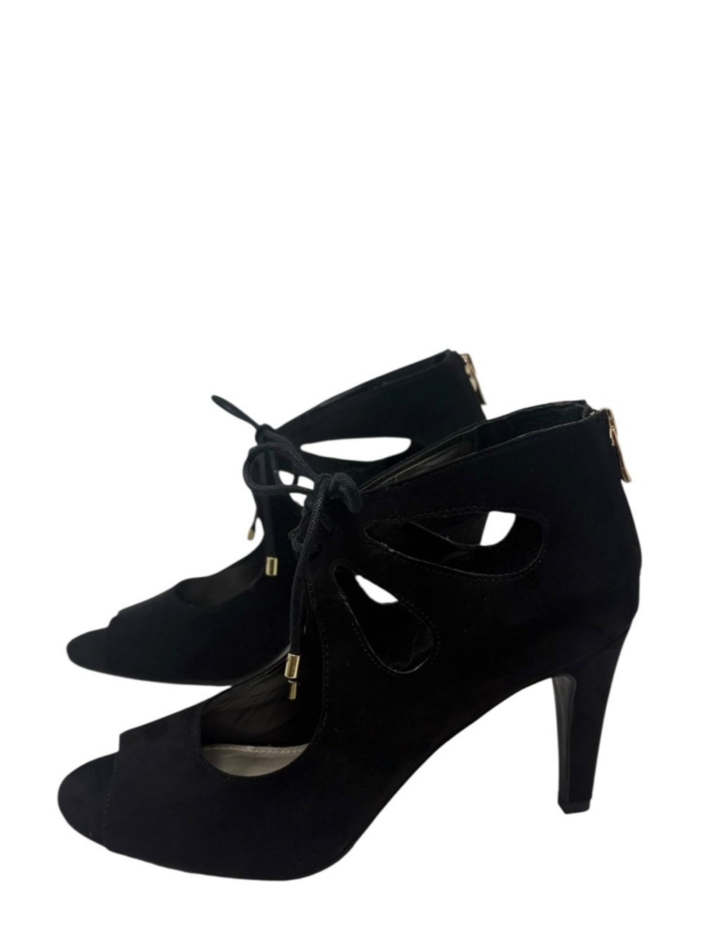 A.N.A. Chance Peep-Toe Back Zip Pumps 023-5279 Black Womens 8.5 New